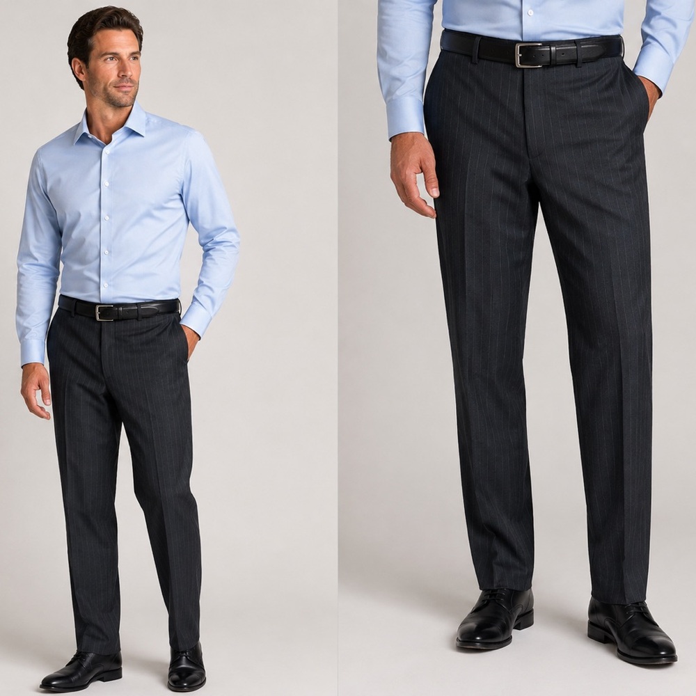 Lauren Ralph Lauren Men's 44x28 Gray Pinstripe 100% Wool Dress Pants Trousers